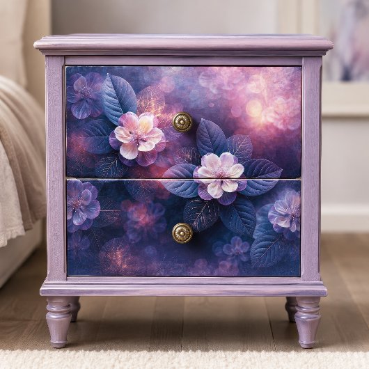 Blozende ivoor-indigo bloemdecoupage tissuepapier