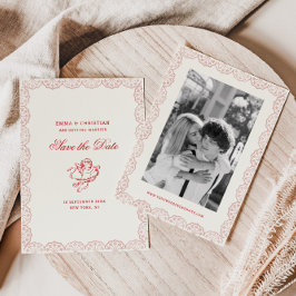 Blozende Kanten Rand Vintage Cherub Trouwfoto Save The Date