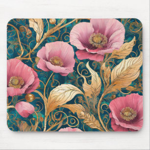Blozende Klaproosrol - Art Nouveau Bloem Muismat