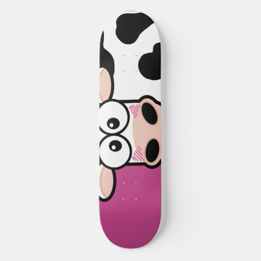 Blozende Koe op Roze Skateboard (Voorkant)