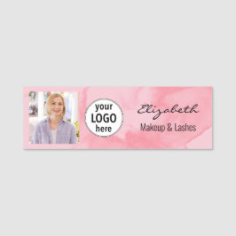 Blozende Koraal Roze Aquarel Foto Logo Naamplaatje