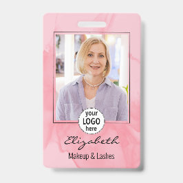 Blozende Koraal Roze Aquarel Foto Make-up Badge