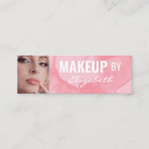 Blozende Koraal Roze Aquarel Foto Make-up Mini Visitekaartje
