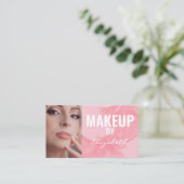 Blozende Koraal Roze Aquarel QR Code Make-up Visitekaartje (Staand voorkant)