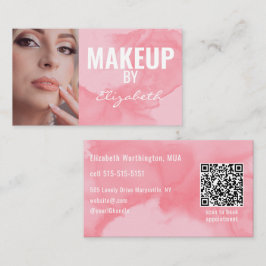 Blozende Koraal Roze Aquarel QR Code Make-up  Visitekaartje