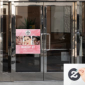 Blozende Koraal Roze Make-up Studio Foto Logo Raamsticker (Kantoordeur)