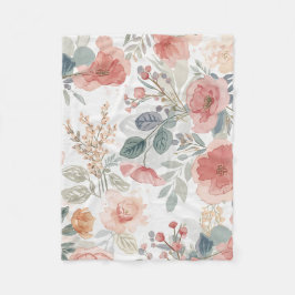 Blozende Koraal Tuin Bloem Waterverf Patroon Fleece Deken