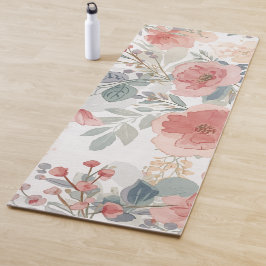 Blozende Koraal Tuin Bloem Waterverf Patroon Yogamat