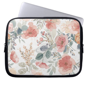 Blozende Koraal Tuin Bloemschildering in Waterverf Laptop Sleeve