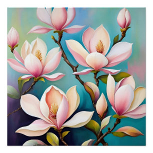 Blozende magnolia bloemen perfect poster
