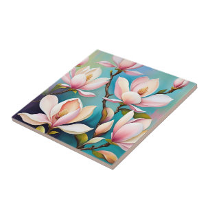 Blozende magnolia bloemen tegeltje
