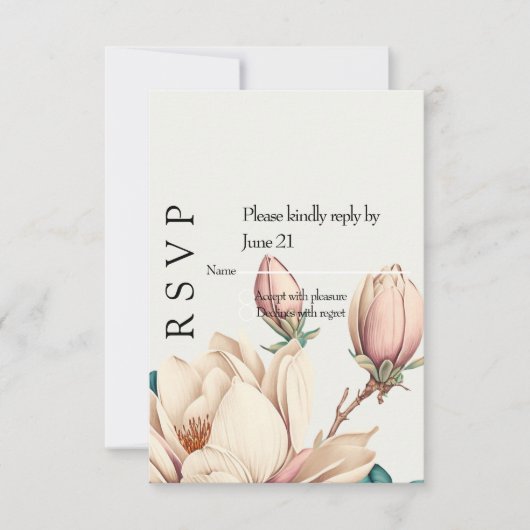 Blozende magnolia RSVP kaartje (Voorkant)