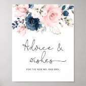 Blozende marine bloemige advies en wensen voor pas poster (Voorkant)