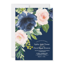 Blozende marineblauwe waterverf bloemen gouden bru