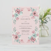 Blozende Mint Romantische Lente Bruiloft Kaart (Staand voorkant)