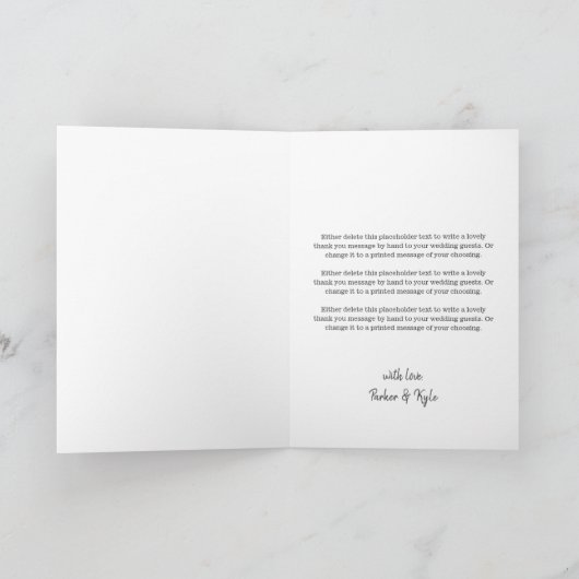 Blozende mooie boog trouwfoto Liefde & Dank Bedankkaart (Binnen)