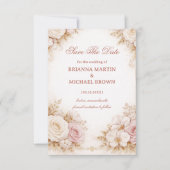 Blozende neutrale bloemrijke elegantie save the date (Voorkant)