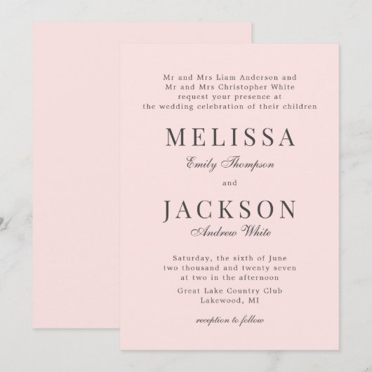 Blozende neutrale verfijnde klassieke trouw uitnod kaart (Voorkant / Achterkant)