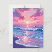 Blozende Oceaansondergang Golven Aquarelkaart (Voorkant)