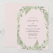 Blozende olijfblad eucalyptus bruiloft kaart (Voorkant / Achterkant)