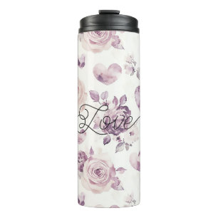 Blozende Paarse Harten Bloemen Liefde Thermosbeker