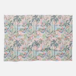 Blozende palm keukenhanddoek met tropische scènes