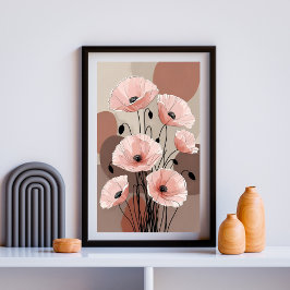 Blozende Papaver Silhouetten Foto Afdruk