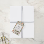 Blozende Perzik Bloemen Groene Bladeren Bruiloft Cadeaulabel (Met Touw)