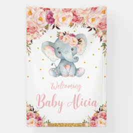 Blozende perzik bloemenslingers olifant babyshower spandoek