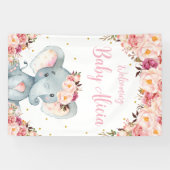 Blozende perzik bloemensluier olifant baby shower  spandoek (Horizontaal)