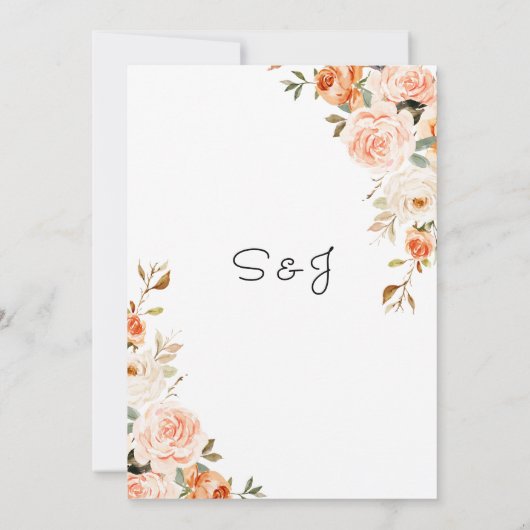 Blozende & Perzik Bloemige Hoofdgerecht Menu Kaart (Achterkant)