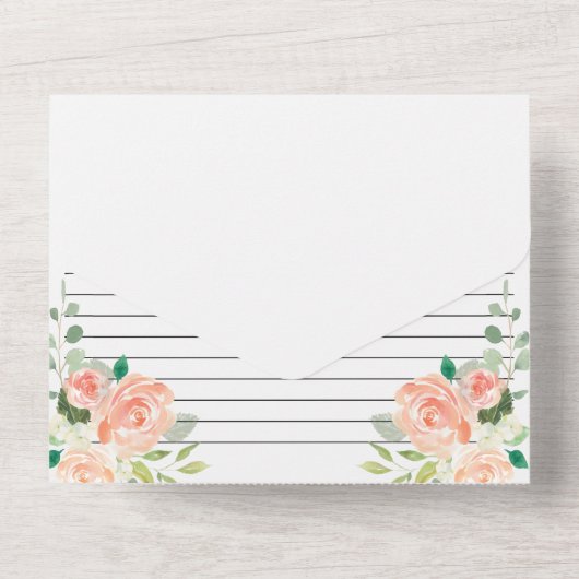 Blozende Perzik Lente Bloem Bruidsfeest en Recept All In One Uitnodiging (Achterkant)