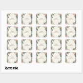 Blozende Perzik Mint Mos Salie Groene Bruidsdouche Vierkante Sticker (Vel)