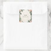 Blozende Perzik Mint Mos Salie Groene Bruidsdouche Vierkante Sticker (Tas)