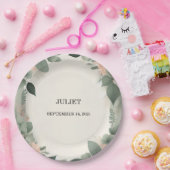 Blozende Perzik Mint Mos Salie Groene Bruiloftssal Papieren Bordje (Feest)