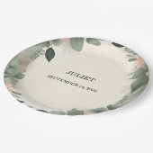 Blozende Perzik Mint Mos Salie Groene Bruiloftssal Papieren Bordje (Gekanteld)