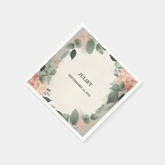 Blozende Perzik Mint Mos Salie Groene Bruiloftssal Servet (Hoek)