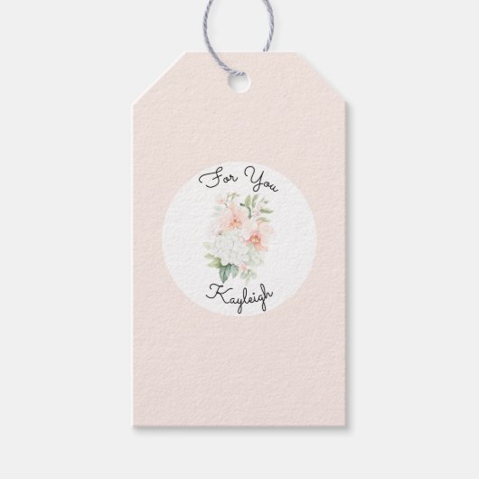 Blozende Perzik Orchidee Bloemen Bruiloft Feest Cadeaulabel (Voorkant)