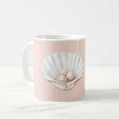 Blozende Perzik Roze Parels Schelp Koffiemok (Voorkant links)