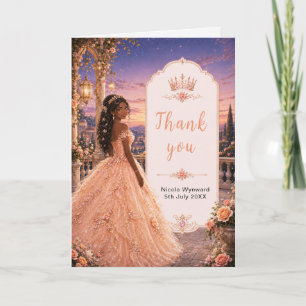 Blozende Perzik Sweet 16 Prinsessen Tuin Bedankkaart