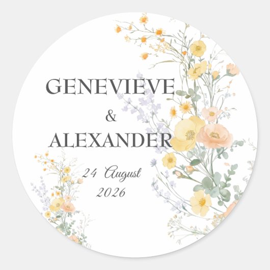 Blozende Perzik Wilde Bloemen Botanische Envelope  Ronde Sticker (Voorkant)