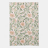 Blozende perzikbloemen groene bladeren theedoek (Verticaal)
