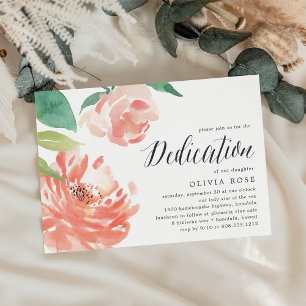blozende pioen   Baby Dedication Invitation Kaart