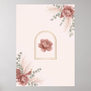 Blozende Pioen Gouden Boog Hoek Bloem Kunst Poster