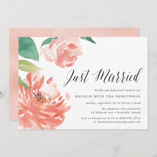 blozende pioen | Post Wedding Brunch Uitnodiging (Voorkant / Achterkant)