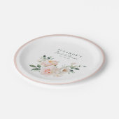 Blozende Pioen Roze Waterverf Bruiloftsfeest Papieren Bordje (Gekanteld)