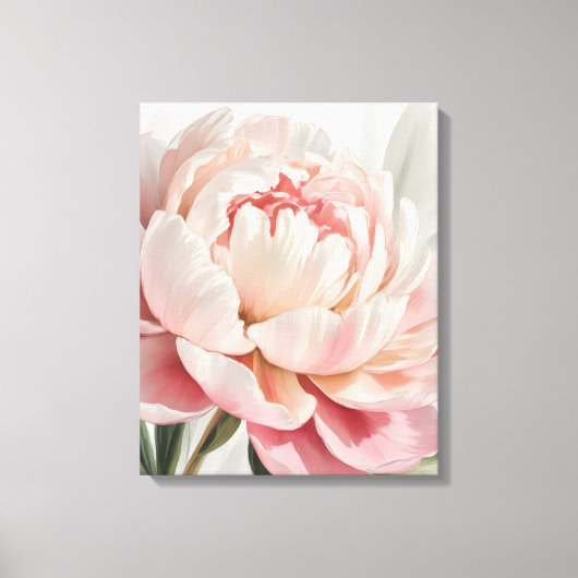 Blozende Pioen Waterverf Botanische Print** Canvas Afdruk (Voorkant)