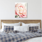 Blozende Pioen Waterverf Botanische Print** Canvas Afdruk (Insitu (Slaapkamer))