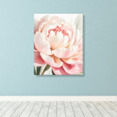 Blozende Pioen Waterverf Botanische Print** Canvas Afdruk (Insitu (Houten vloer))