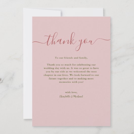 Blozende Pioenroos Bloemige Trouw Dankkaart Bedankkaart (Achterkant)